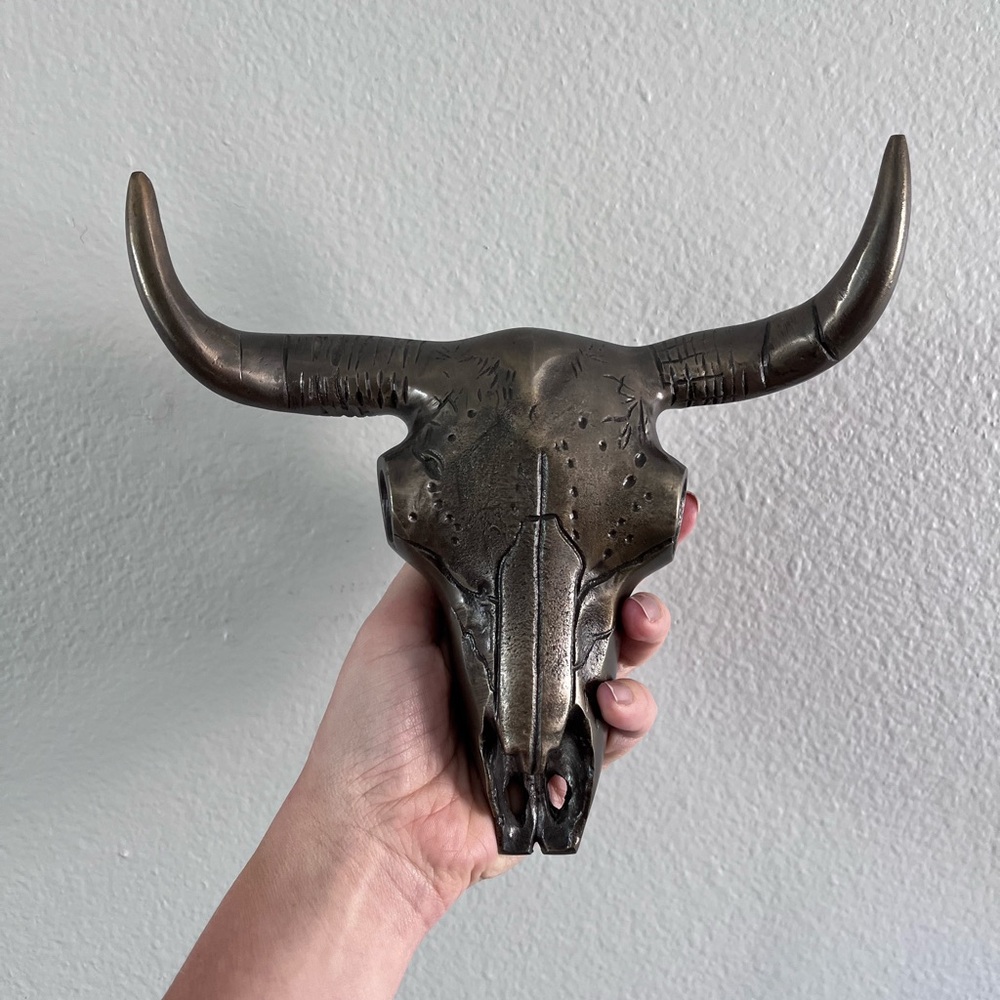 Bronze Bull Skull Wall Decor